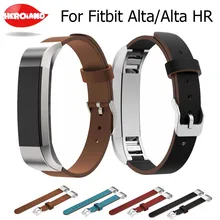 Pulseira de couro genuíno de luxo para fitbit alta/alta hr rastreador pulseira de pulso pulseira de relógio preto alta qualidade