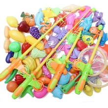 69 шт./компл. один большой набор магнитных рыболовных игрушек поставляется с 40 рыбами, 20 овощей и фруктов, 3, утка, 4 удочки, 2 рыболовных сети