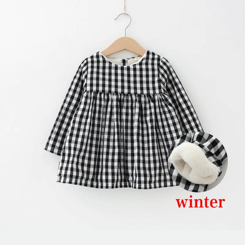 Baby Dress Plaid Winter Infant Girls Clothes 2018 New Year Princess Dress For Girl 1 Year Birthday Thicken Baby Girl Dress