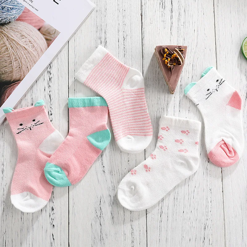 

5 Pairs Lytwtw's Cotton Cute Cartoon Bear Rabbit Summer Baby Socks Girls Kids Children Boys kawaii Kids newborn cat