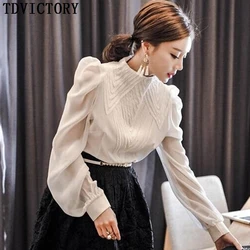 TDVICTORY 2019 Runway Sprint Autumn Women Office Blouse Tops Fashion White Stand Collar Long Lantern Sleeve Work Shirt Blusas TDVICTORY 2019 Runway Sprint Autumn Women Office Blouse Tops Fashion White Stand Collar Long Lantern Sleeve Work Shirt Blusas
