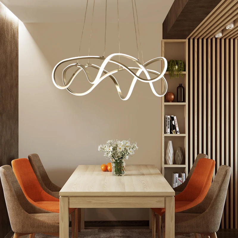 

Modern LED Pendant Lights for Dining Room Living Kitchen Room Hanging Hanglampen Suspension Pendant Lamp Fixtures Plating silver
