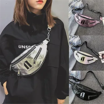 

Women Waist Bag Fanny Pack Shoulder Chest Bum Purse Travel Rivets Punk Stud Tote