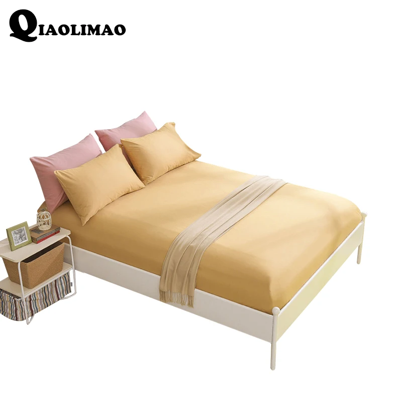 100 Cotton Fitted Sheet With Elastic Band Bed Sheets Adults Solid
