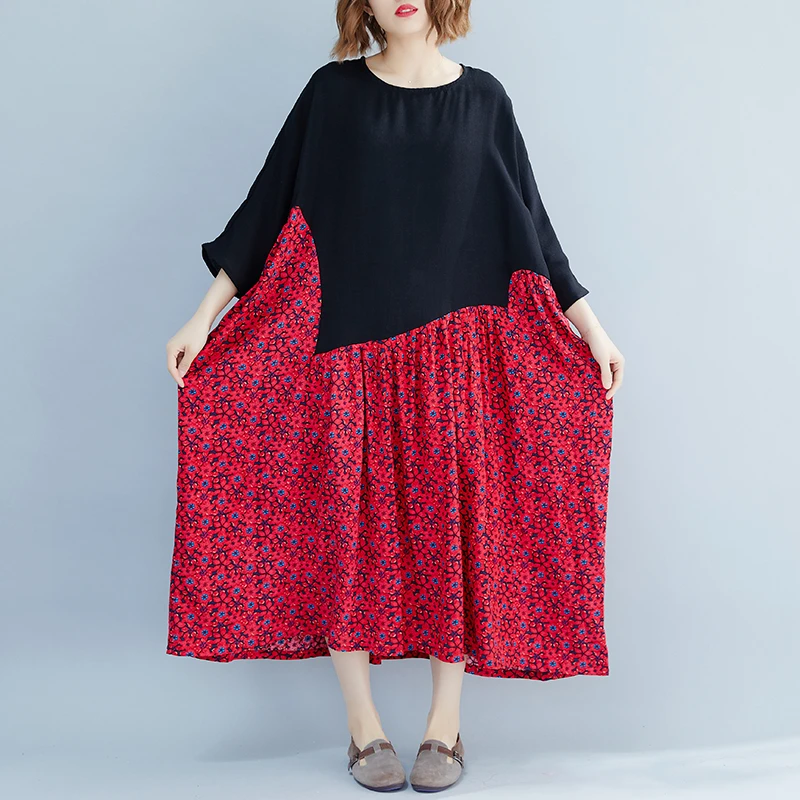 ARCSINX Mori girl/женское платье больших размеров 5XL 6XL 8XL, корейское платье с цветочным рисунком, Женские повседневные летние платья с лоскутами выше размера для женщин