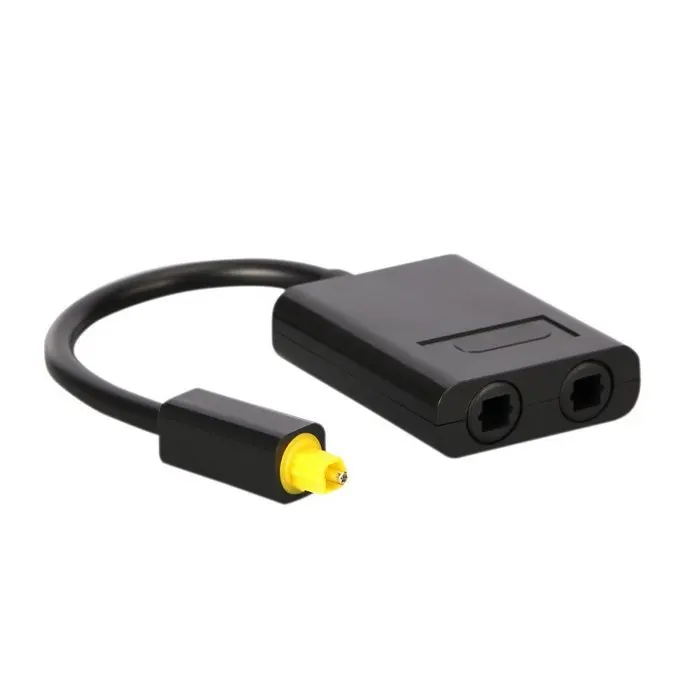 Digital Toslink Optical Fiber Audio Cable Cord Adapter 1 to 2 Splitter（Black 