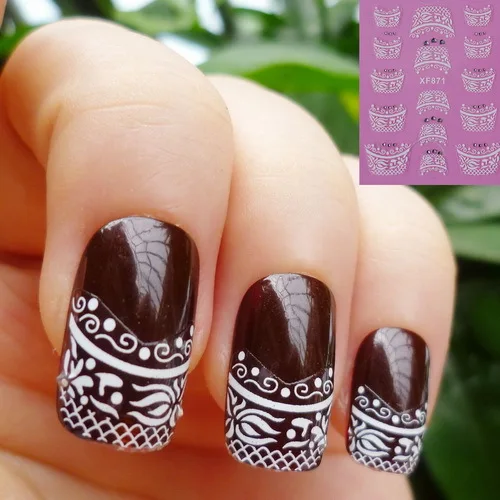 

fashion French style Crystal Water Transfer Nails Art Sticker decals lady women manicure tools Nail Wraps Decals XF871