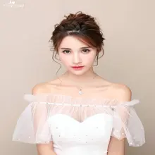 LZP086 слоновая кость Простой блесток с открытыми плечами Свадебная шаль