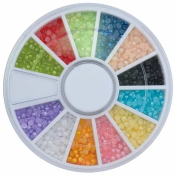 WUF 12 Colors Nail Rhinestones Acrylic Nail Art Decoration Half Round Pear Perfect Use For Nail Salon (ZH68)