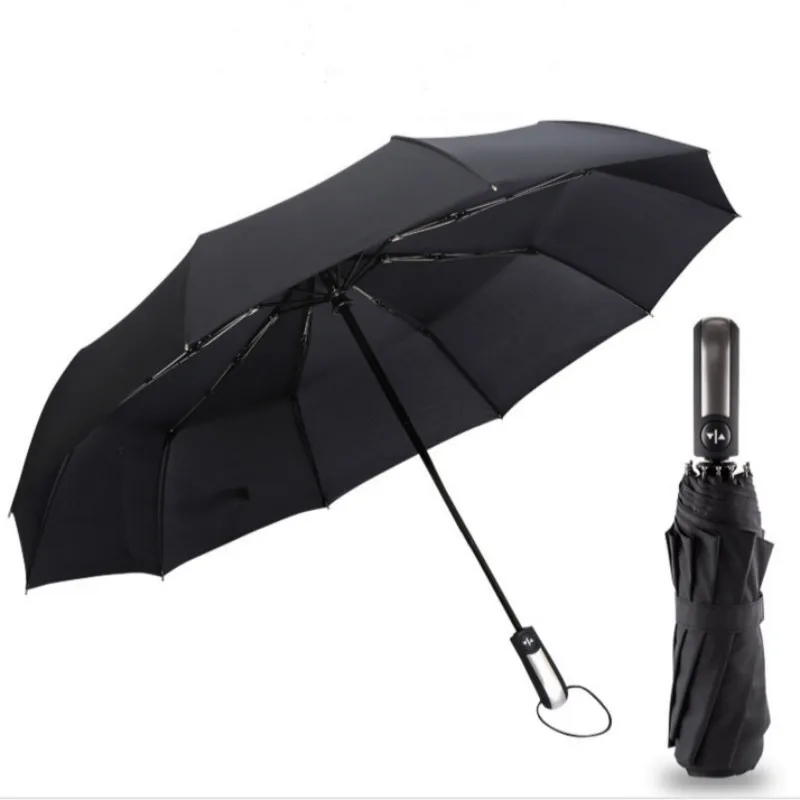 Wind Resistant Three Folding Automatic Umbrella Rain Women Auto Luxury