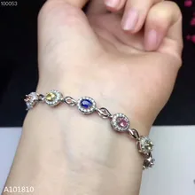 KJJEAXCMY fine jewelry 925 pure silver inlaid natural color Sapphire Gemstone Bracelet support detection luxurious natural sri lanka sapphire bracelet 2 ct natural blue sapphire gemstone bracelet solid 925 sterling silver bracelet