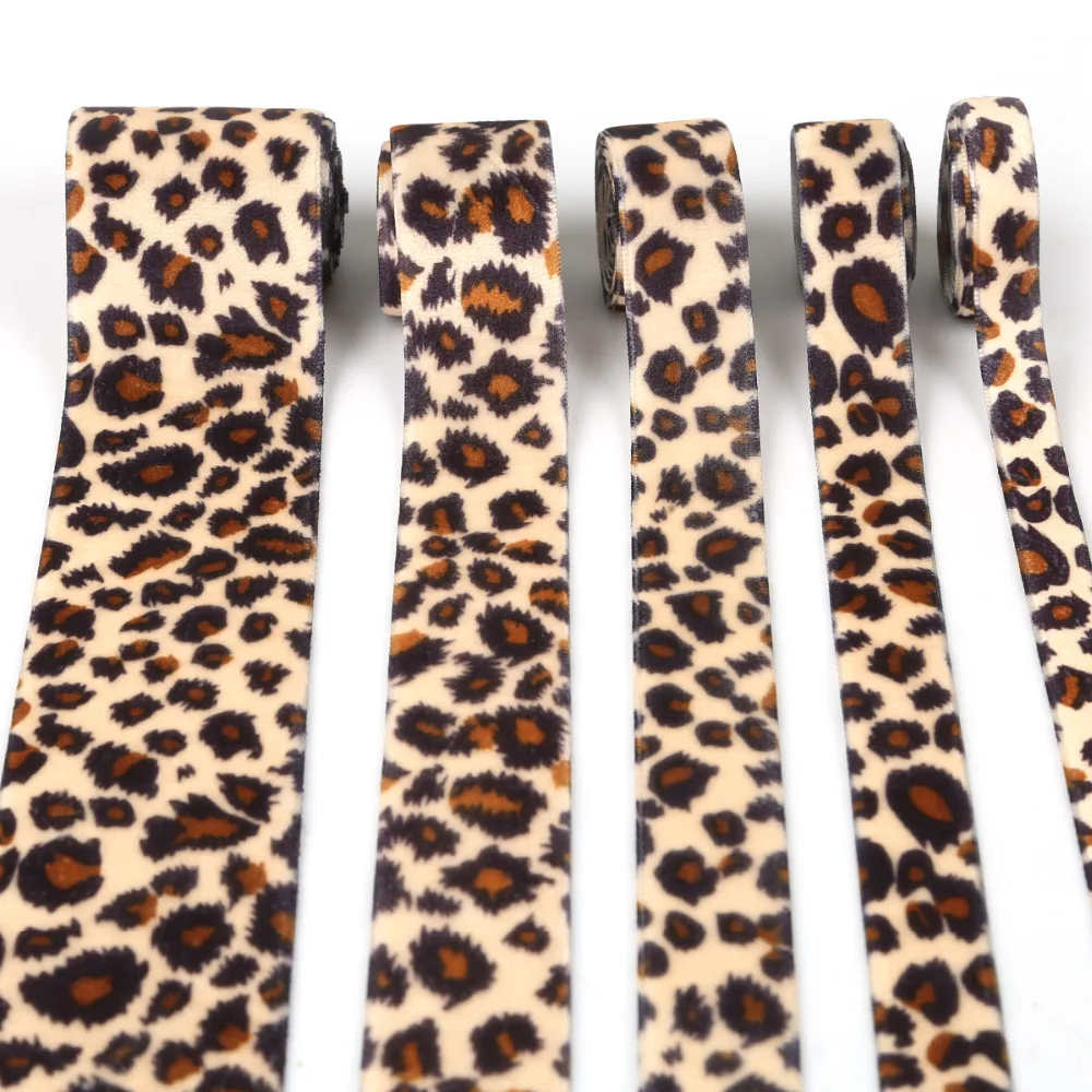 

2 yard Leopard Print Velvet Ribbon Headband Hair Bows Wedding Decorative Gift Box Wrapping DIY Crafts