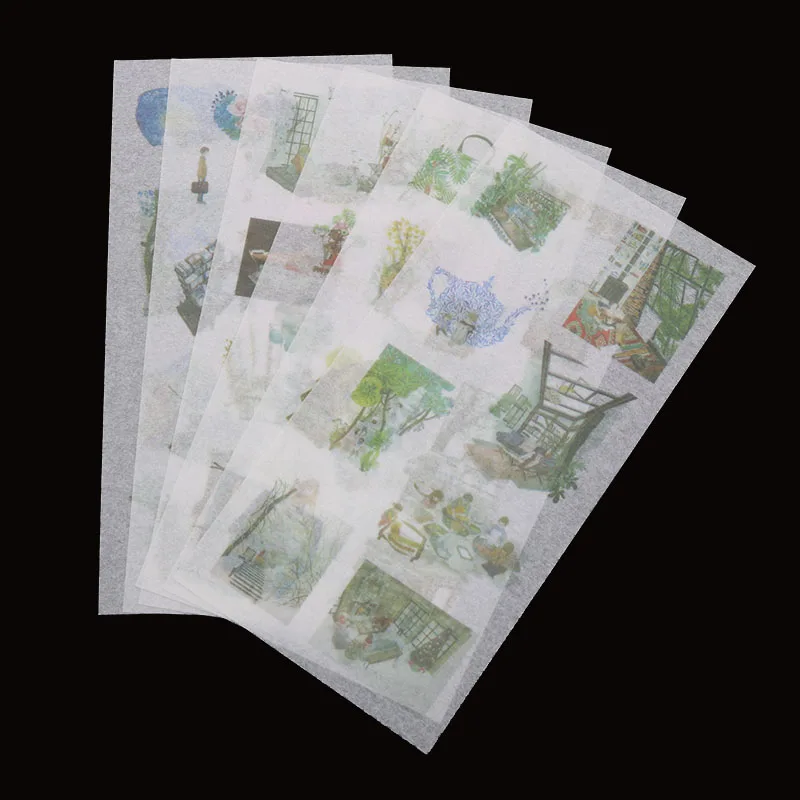 

6pc / Bag, Green Plant Pvc Transparent Sticker Children's Decoration Cartoon Handmade Scrapbook Reward Sticker Gift Set