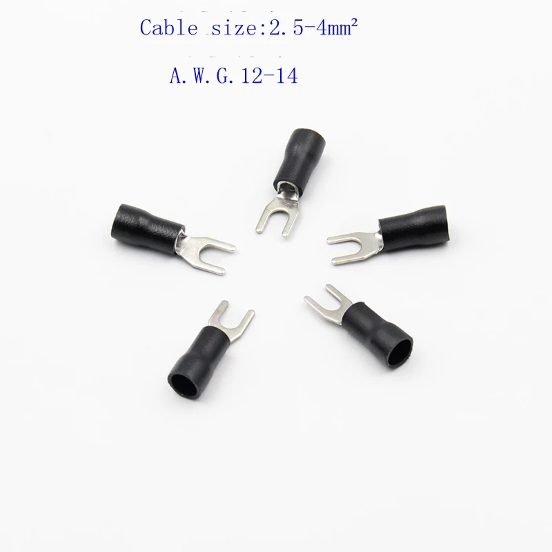 

50pcs/lot Fork pre-insulated end SV3.5-3-6 specifications cold-pressed terminal end ear lug type terminal