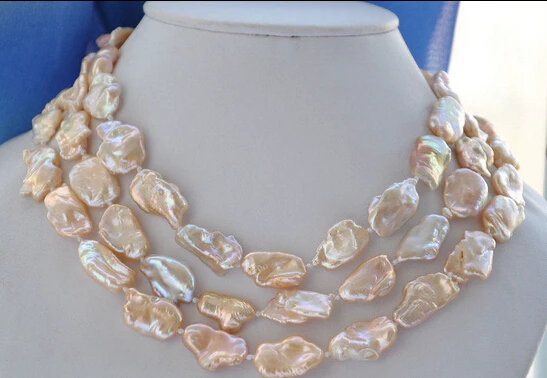 

bjc 0001130 lustre 50" 20mm pink BAROQUE KESHI REBORN PEARL NECKLACE (C0309)