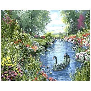 

Beautiful black swan lake landscape Painting By Numbers animal Drawing Painting By Numbers Without Frame Home Wall Decor Artwork