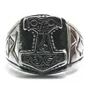 Size 7 to Size 16 Mens 316L Stainless Steel Thor's Hammer Classic Silver Ring ► Photo 2/4