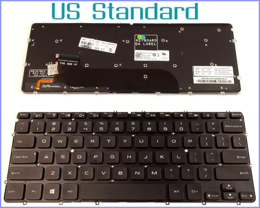 

US English Version Keyboard for Dell XPS 12 13 13R 13D 13Z L221X L321X L322X XPS13 Laptop Black Backlit NO Frame