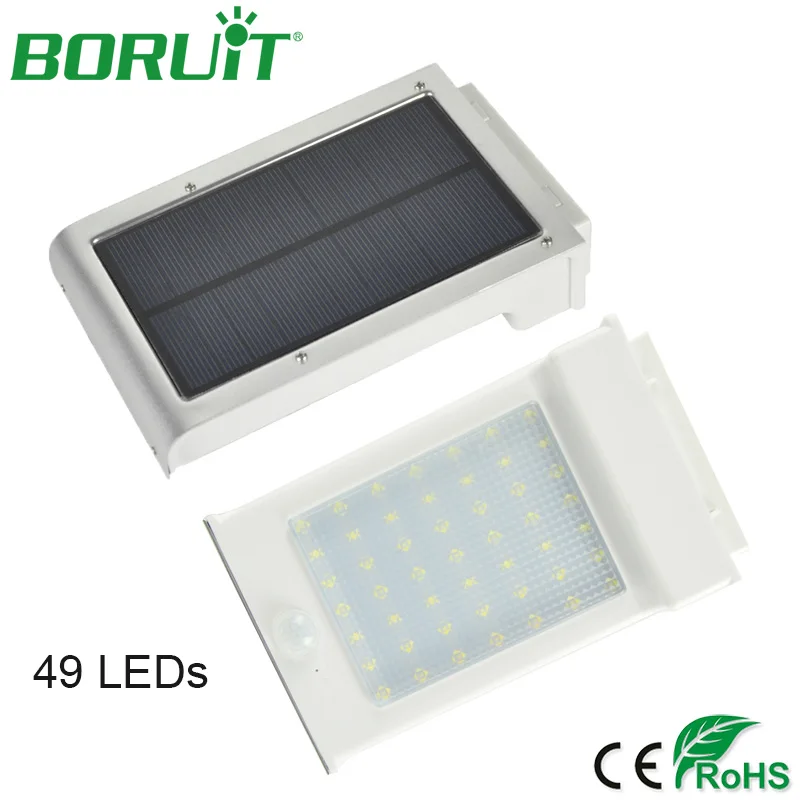 

BORUiT Solar Power 49 LEDs PIR Motion Sensor Wall Light Waterproof Outdoor Garden Yard LED Solar Lamp Porch Hallway Wall Lamp