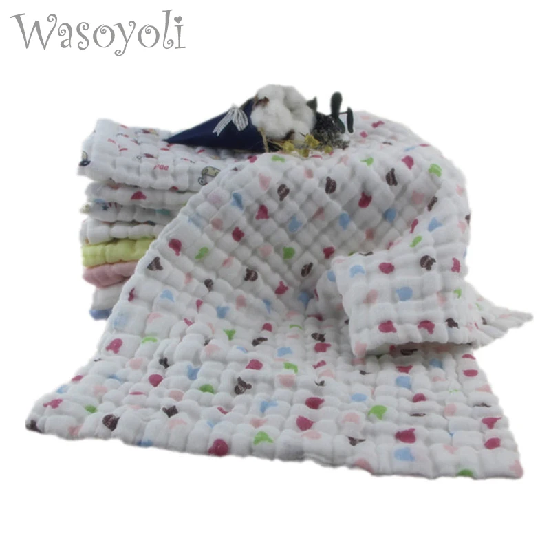 Wasoyooli 5 шт./партия 20*40 см 6 слойный мягкий носовой платок 100% муслиновый хлопок Seersckuer