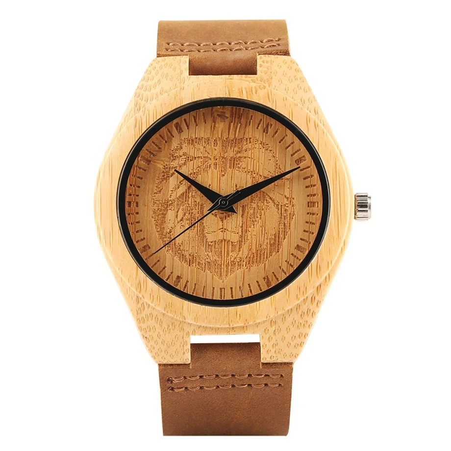 Minimalist Wooden Women Watch No number Dial Light weight Bamboo Case