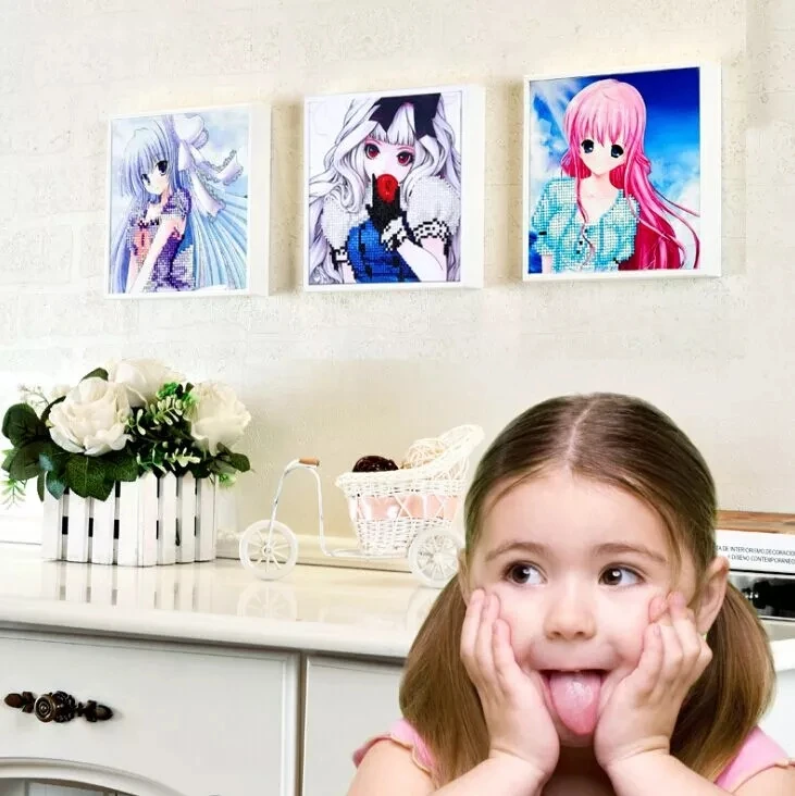 Мультфильм алмаз живопись 5D DIY игрушки для детей защелка с белой рамкой Алмаз