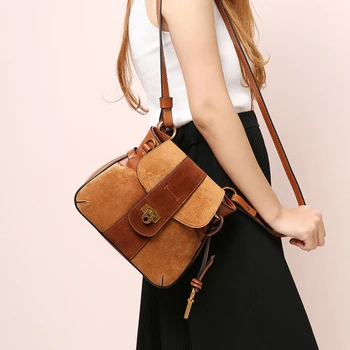 

Buyuwant Genuine Leather Women bag Fashion Designer shoulder bags buckle lock messenger bag matte saddle handbag GN-SB-zpjyms