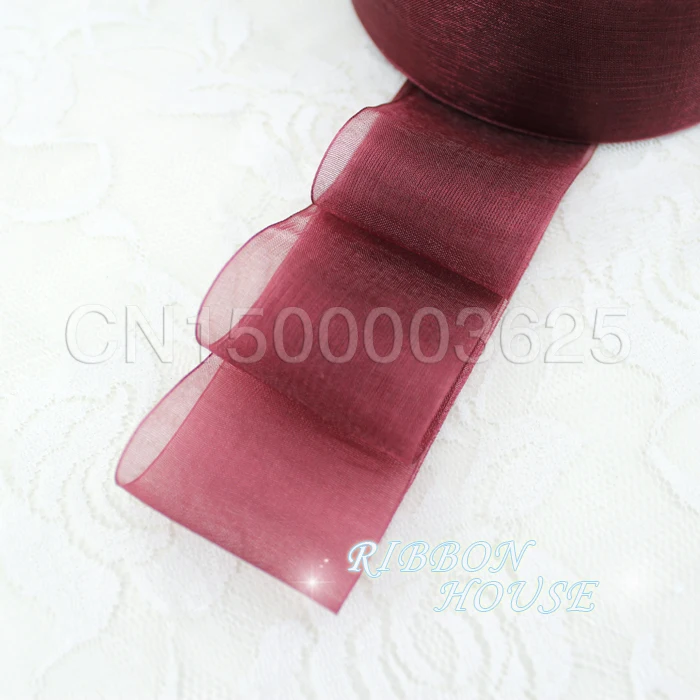 40mm Wine Red organza ribbons wholesale gift wrapping decoration Christmas ribbons