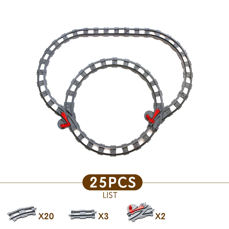 Powiily поезд мост строительные блоки DIY сборка креативный развивающий поезд треки детские игрушки Совместимые Duplo кирпичи набор - Цвет: 25PCS-2