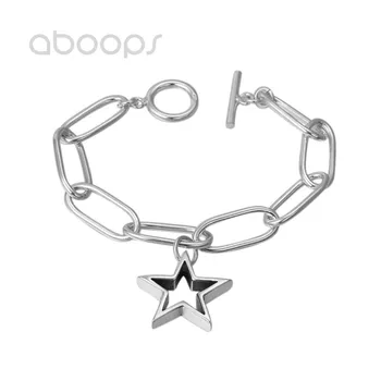 

Plain 925 Sterling Silver Star Charm Link Chain Bracelet for Men Women 10mm 19cm Free Shipping