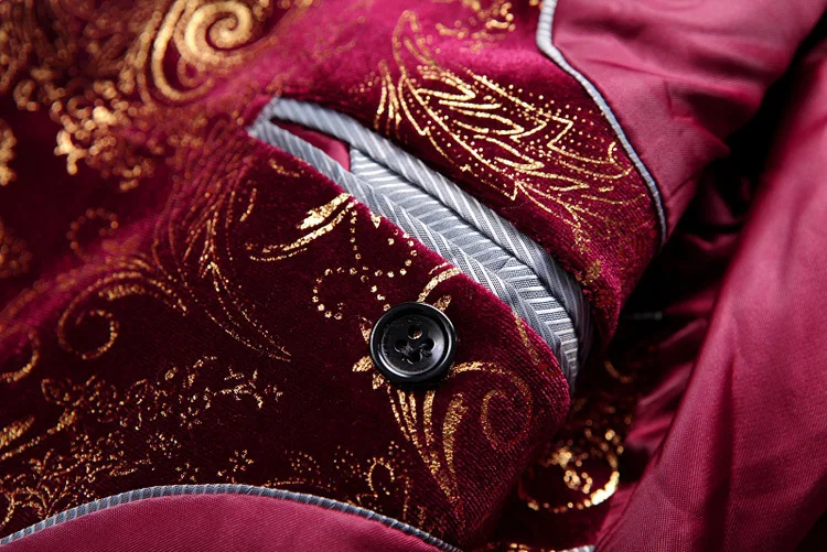 PYJTRL бренд осень зима роскошный золотой красный синий Стильный цветочный узор бархатный блейзер мужской повседневный костюм куртка DJ