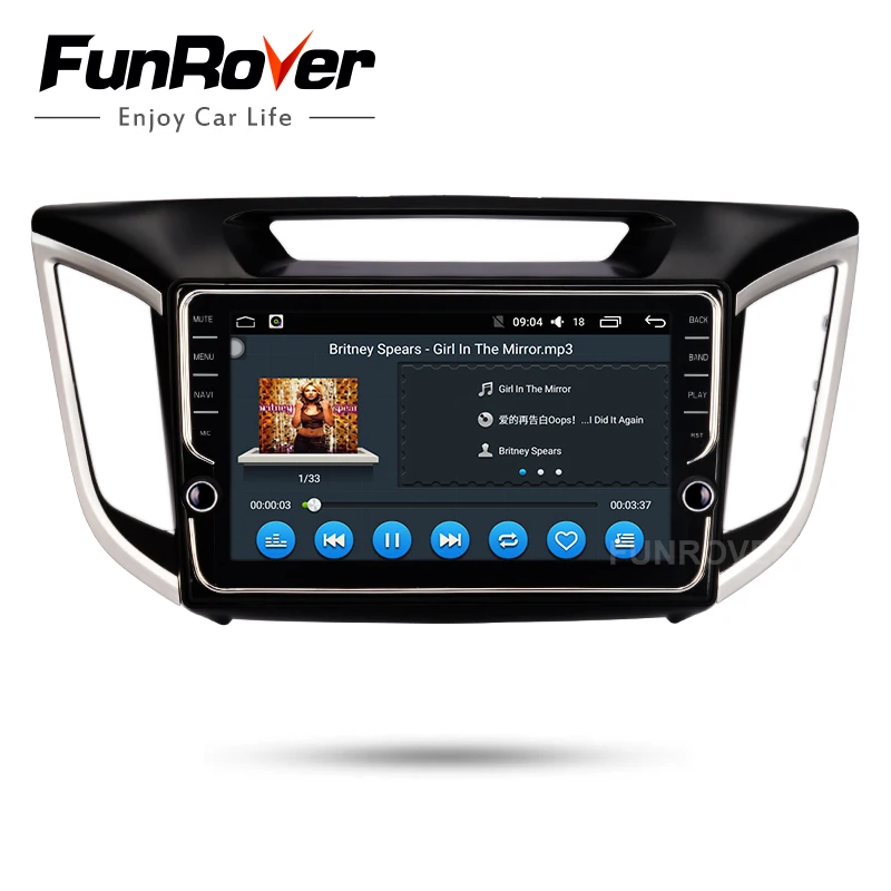 Best FUNROVER 2 din android 8.0 car dvd gps player stereo For Hyundai IX25 ix25 CRETA navigation audio radio tape recorder BT WIFI FM 4