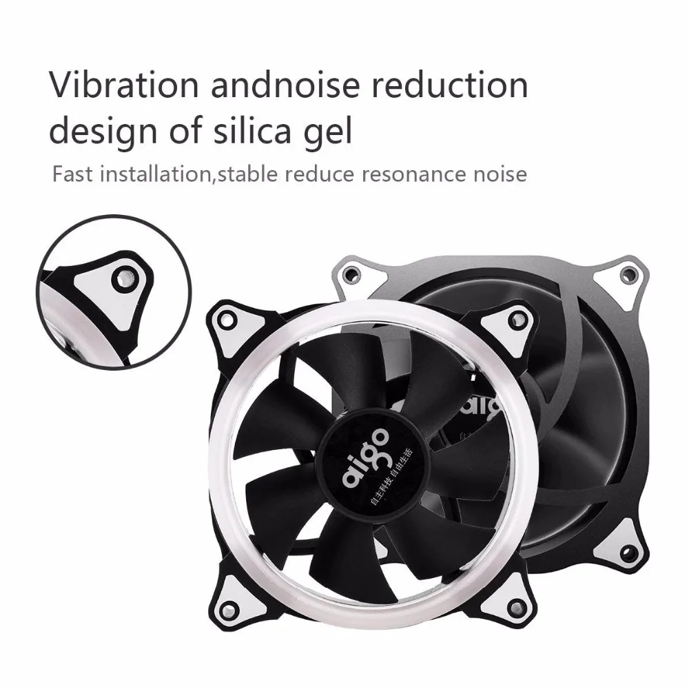 Aigo Ventilador de 120mm PC refrigerador Ventilador ajustable Aurora Led RGB ordenador Ventilador de refrigeración 12 V mudo Ventilador PC ventilador de caja para computadora