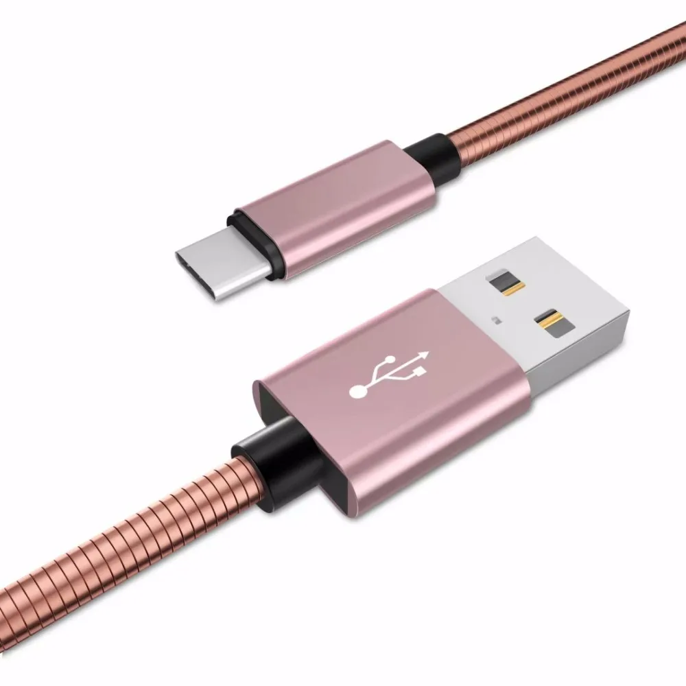 

0.2/1/2 Meter USB Type C Cable 2.4A Fast Charger Steel Soft Spring Cord For hawei Mate 9 10 pro P9 P10 plus P20 pro Honor V9 V10