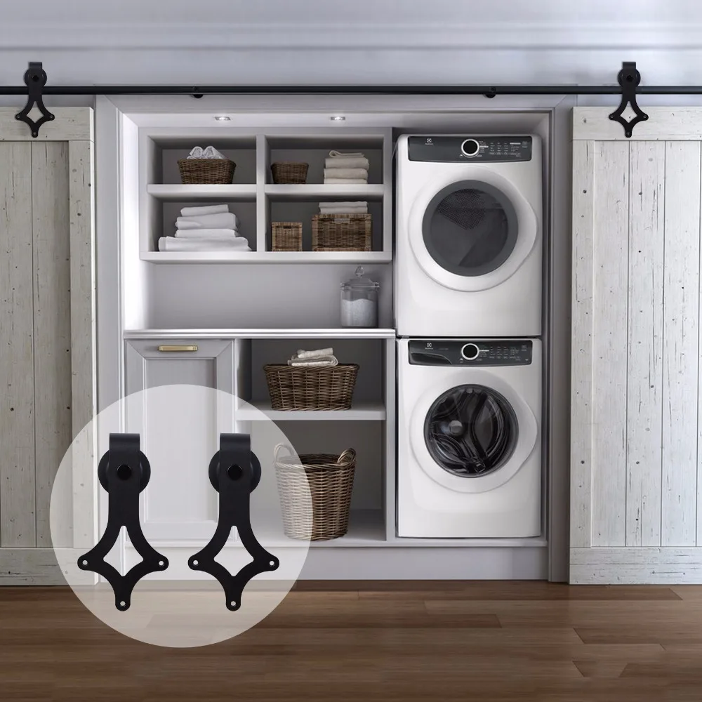 Lwzh Wooden Sliding Barn Door Hardware Kit Country Style Black