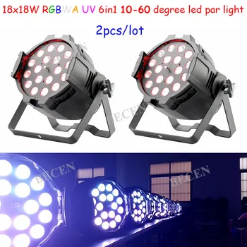 

2pcs/ lot 18x18W par light RGBWA UV 6in1 Zoom par light 10-60 degree for stage dj club lighting