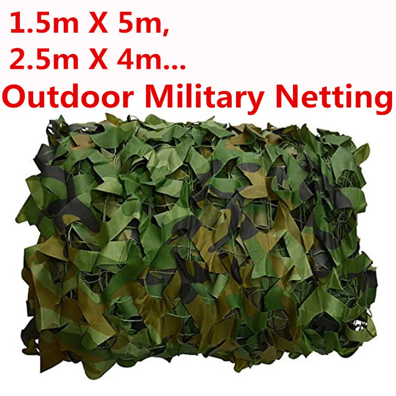

1.5X5 2.5X4 2X8 Outdoor Military Camo Netting Woodland Camouflage Net CS Games Hide Hunting Camping Net Sun Shelter Car Cover