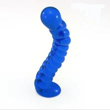 MaryXiongBlue Crystal Penis Pyrex Glass Anal Butt Plug Beads Ass Stimulation Male Female Vagina G-spot Clit Masturbation Sex Toy