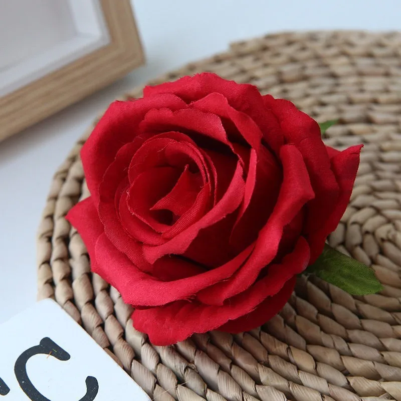 

10PCS High-grade Simulation Flannel Rose Flower Head Wedding Decoration Fake Flower Wholesale Home Display 9 Color Diameter 10cm