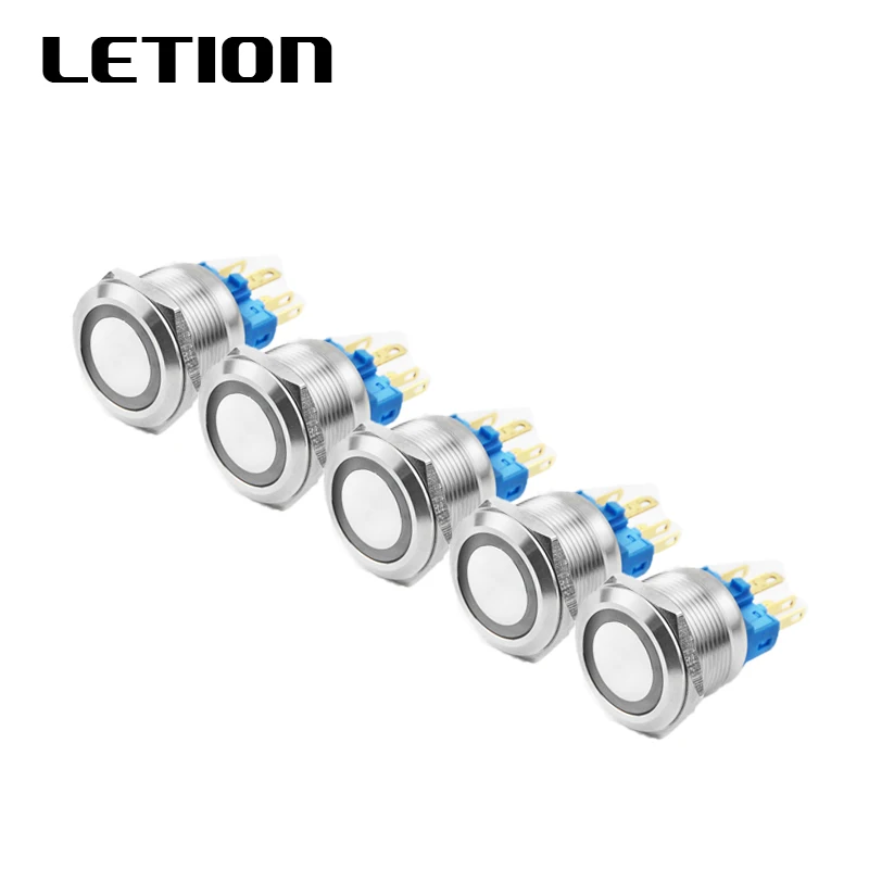 

1PC 22mm metal waterproof stainless steel ring lamp push button switch momentary/Self-locking button press switch Free Shipping