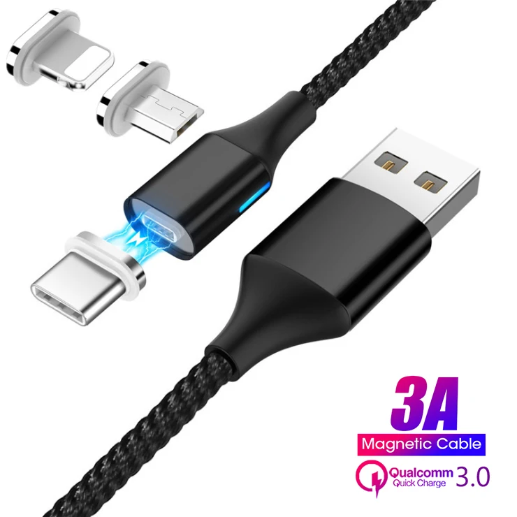 Магнитный usb-кабель для зарядки 3A для быстрой зарядки iphone 7 8 Micro usb type C для samsung huawei Xiaomi зарядное устройство для андроида шнур