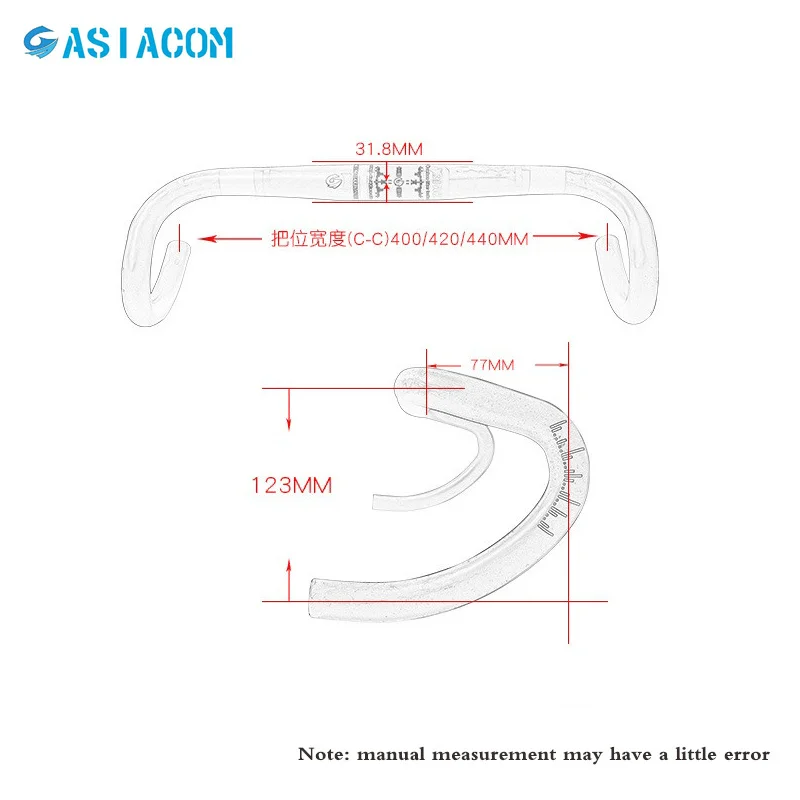 ASIACOM UD Полный углеродного волокна Дорога руль внешней линии дорожный мотоцикл согнуты бар руль Циркуляр Прокат Запчасти 31,8*400 /420/440 мм