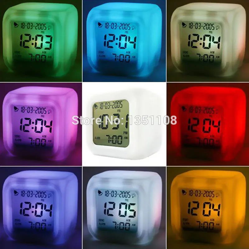 Цифровой Будильник Изменение цвета многофункциональные проекционные часы квадратный светодиодный светящийся термометр настольные часы куб