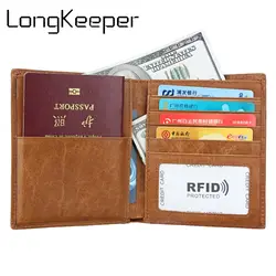 Passport wallet RFID Блокировка Топ зерна из натуральной коровьей кожи кожаная обложка для паспорта + Защита конфиденциальных данных мужской