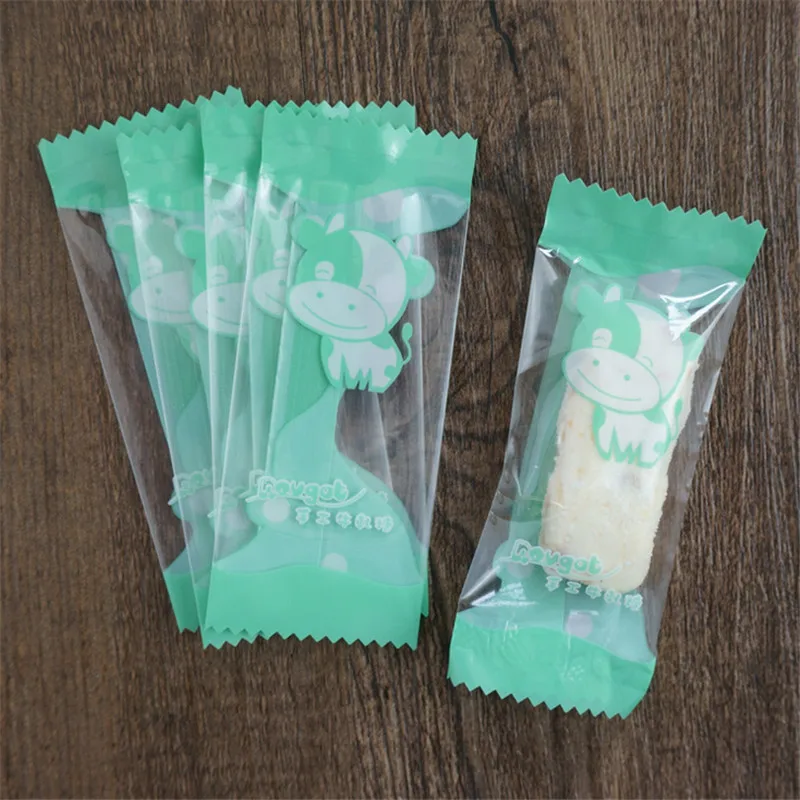 200 шт./лот, ручная работа, сделай сам, нуга, пластиковая посылка, молочный скот, узор, украшение для еды, Упаковка конфет, упаковка, мешок для выпечки - Цвет: Green
