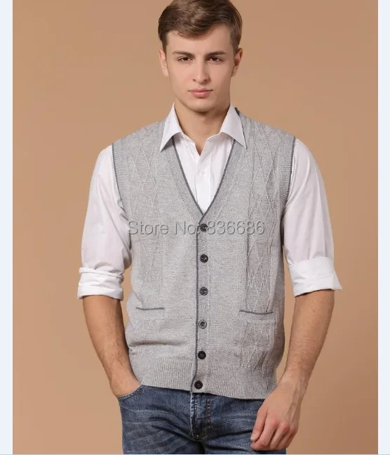 Autumn hot sale v neck cashmere sweater vest casual plaid