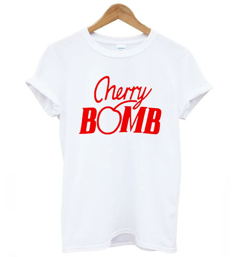 Высокое качество Harajuku хлопковая футболка для женщин и мужчин Вишневый бомба