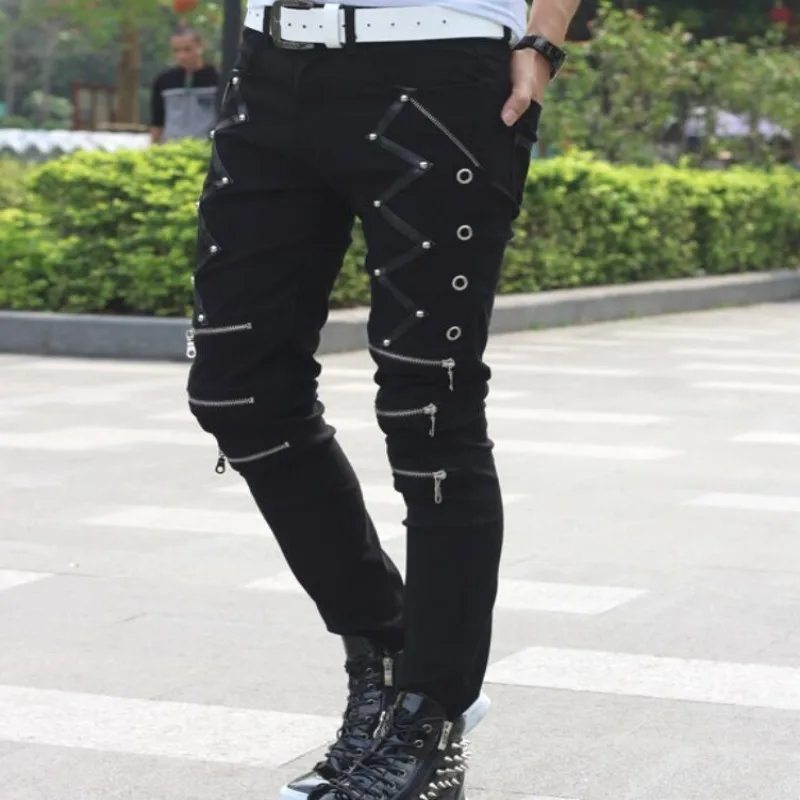 2018 New Arrival Spring Fashion Mens Punk Skinny Pants For Man Cool ...