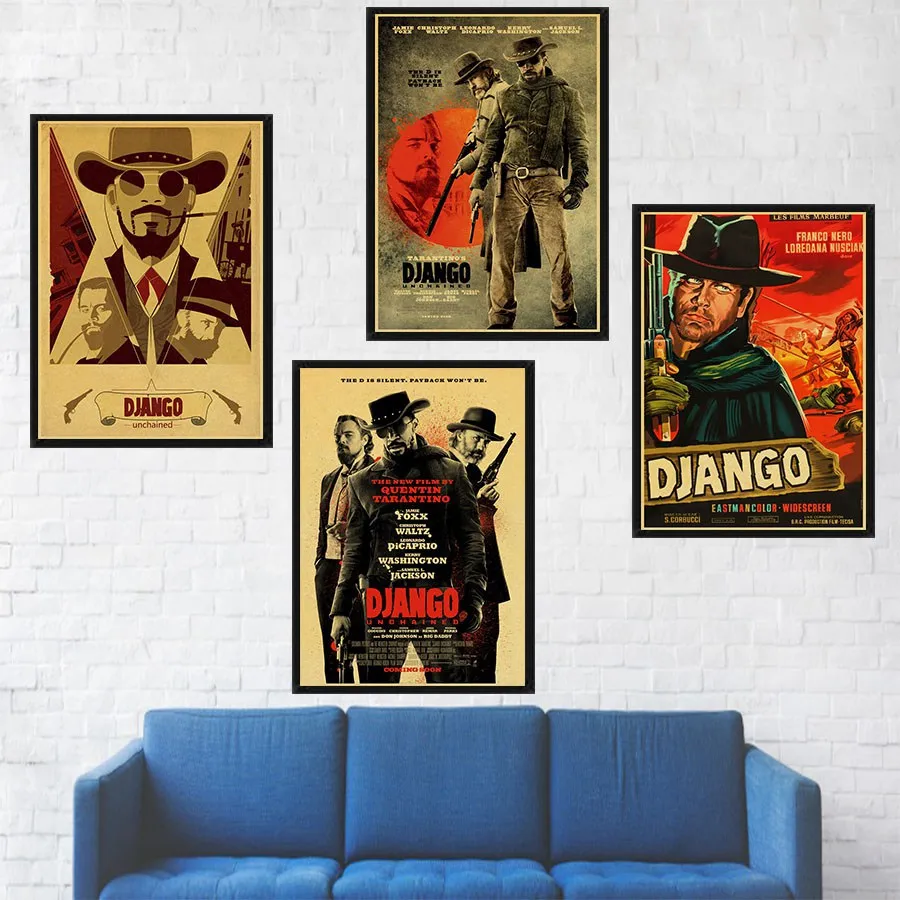 

16.5x11.8inch Classic Movie Django Unchained Quentin Tarantino Retro Poster Kraft Paper Bar Cafe Home Wall Decor Painting Poster