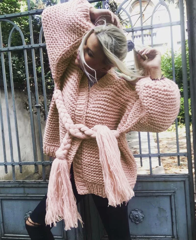 TEELYNN Boho свитер для женщин новая зимняя одежда с длинным рукавом плотный кардиган теплая куртка специальный пояс трикотажные свитера бренд верхняя одежда